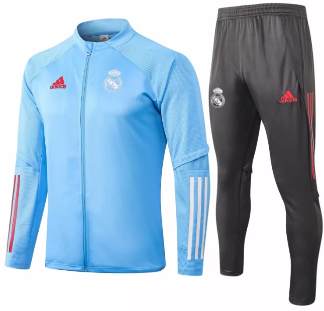 Kit treinamento oficial Adidas Real Madrid 2020 2021 Azul e preto 